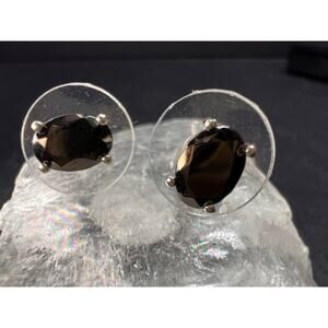 New Elite Shungite Rhodium Over Sterling Silver Oval Stud Earrings